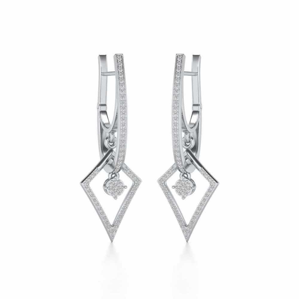 Pointed Arrow Drops Earrings - White Gold - Image 2