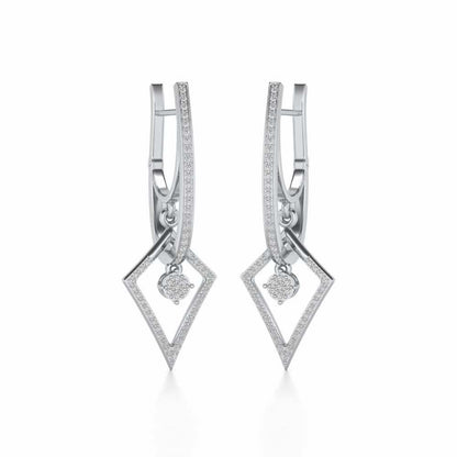 Pointed Arrow Drops Earrings - White Gold - Image 2