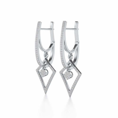 Pointed Arrow Drops Earrings - White Gold - Image 3