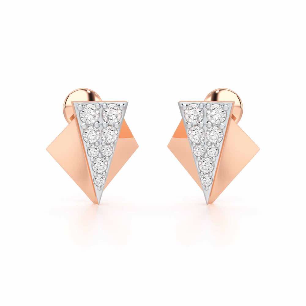 Pointed Shine Silver Earrings - Rose Gold - Image 1