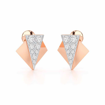 Pointed Shine Silver Earrings - Rose Gold - Image 1