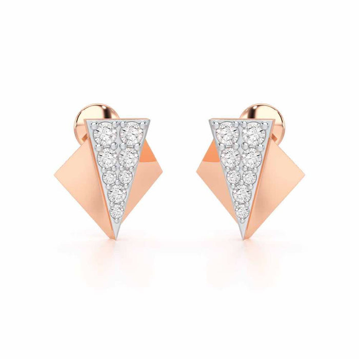 Pointed Shine Silver Earrings - Rose Gold - Image 1