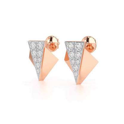 Pointed Shine Silver Earrings - Rose Gold - Image 3