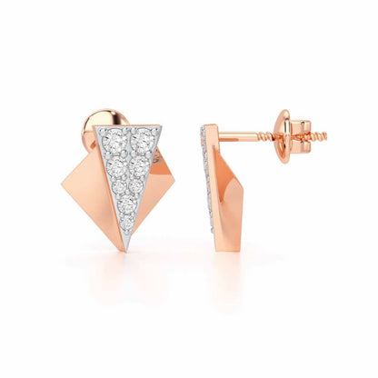 Pointed Shine Silver Earrings - Rose Gold - Image 4