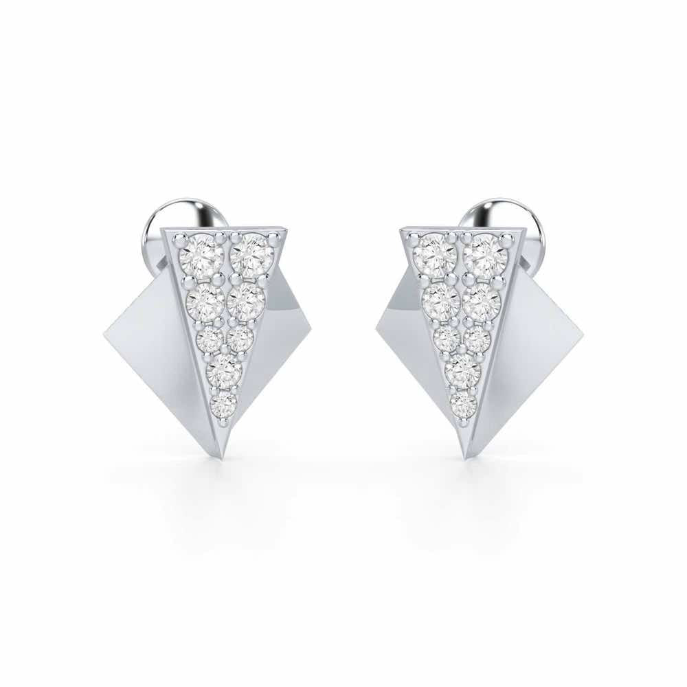 Pointed Shine Silver Earrings - White Gold - Image 1