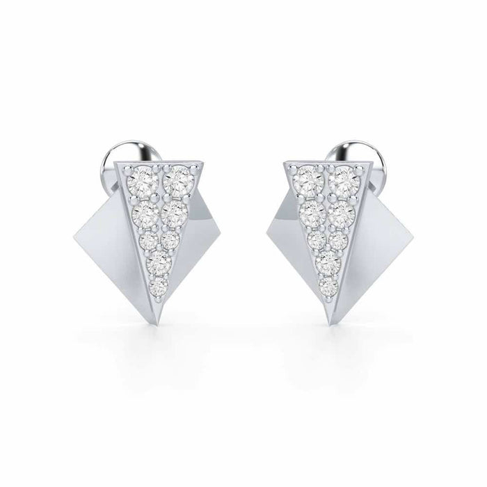 Pointed Shine Silver Earrings - White Gold - Image 1