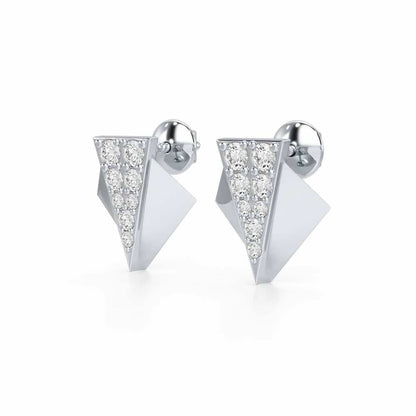 Pointed Shine Silver Earrings - White Gold - Image 3