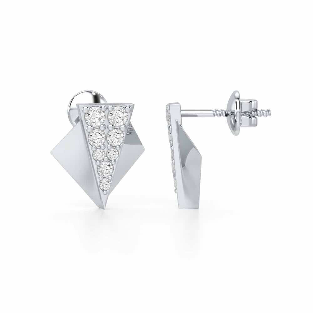 Pointed Shine Silver Earrings - White Gold - Image 4