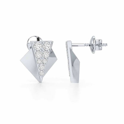 Pointed Shine Silver Earrings - White Gold - Image 4