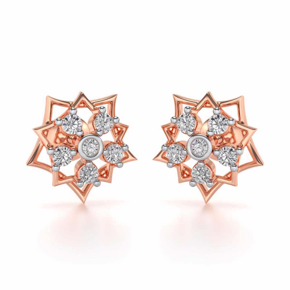 Pointed Star Silver Earrings - Rose Gold - Image 1