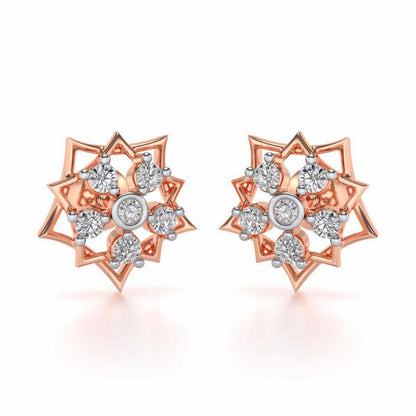Pointed Star Silver Earrings - Rose Gold - Image 1