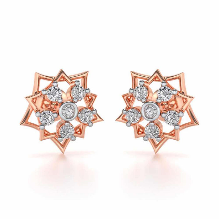 Pointed Star Silver Earrings - Rose Gold - Image 1