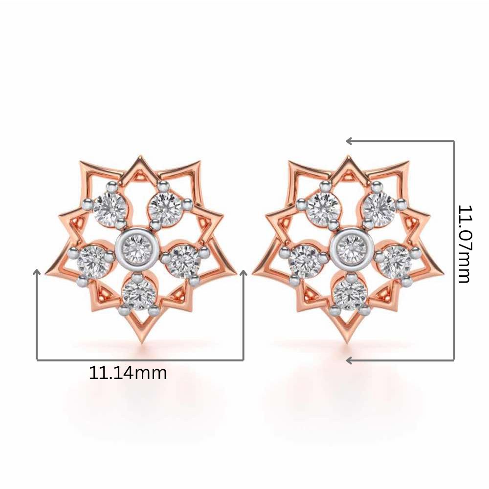 Pointed Star Silver Earrings - Rose Gold - Image 2