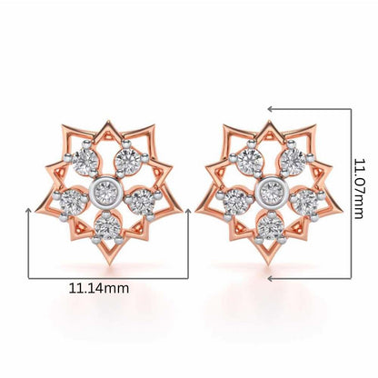 Pointed Star Silver Earrings - Rose Gold - Image 2