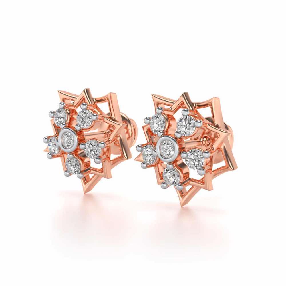 Pointed Star Silver Earrings - Rose Gold - Image 3