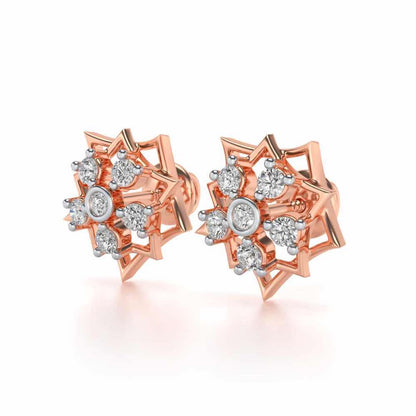 Pointed Star Silver Earrings - Rose Gold - Image 3