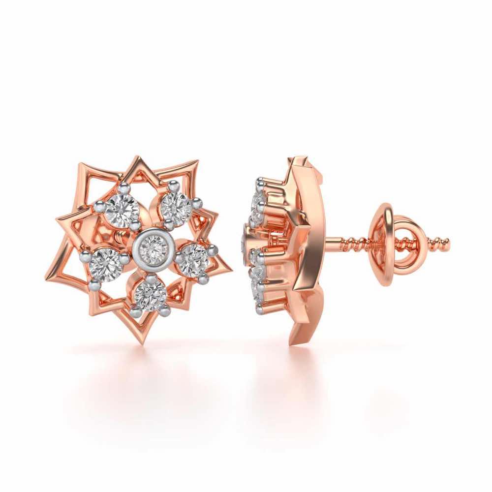 Pointed Star Silver Earrings - Rose Gold - Image 4