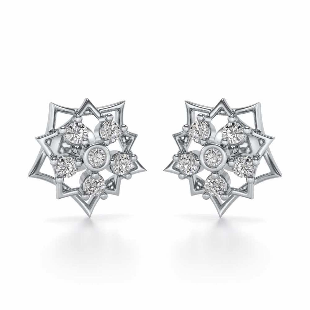 Pointed Star Silver Earrings - White Gold - Image 1