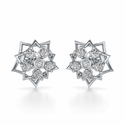 Pointed Star Silver Earrings - White Gold - Image 1