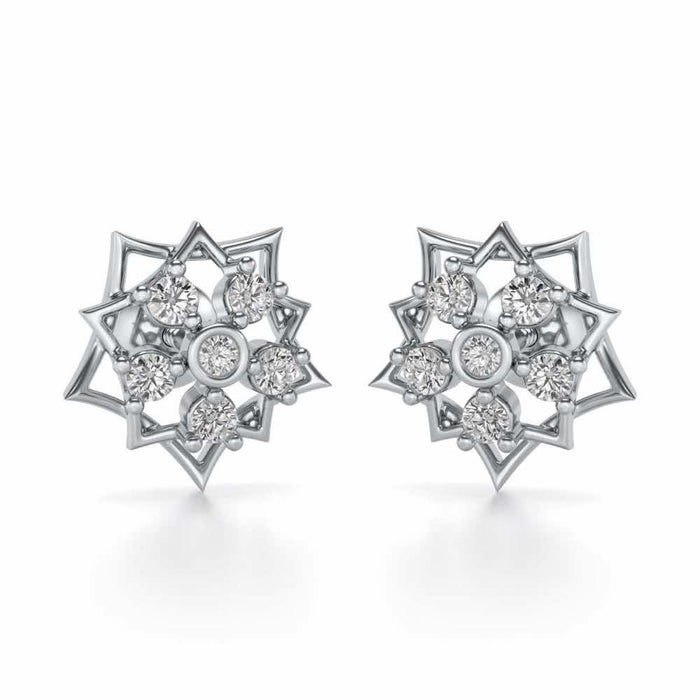 Pointed Star Silver Earrings - White Gold - Image 1