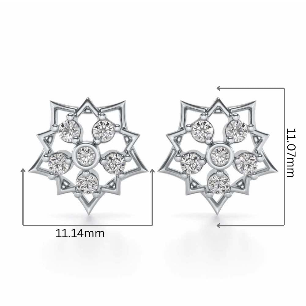 Pointed Star Silver Earrings - White Gold - Image 2
