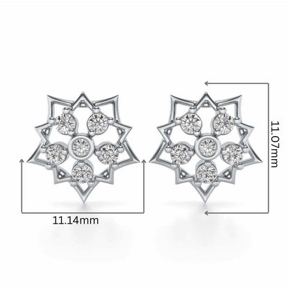 Pointed Star Silver Earrings - White Gold - Image 2