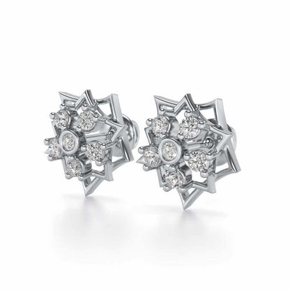 Pointed Star Silver Earrings - White Gold - Image 3