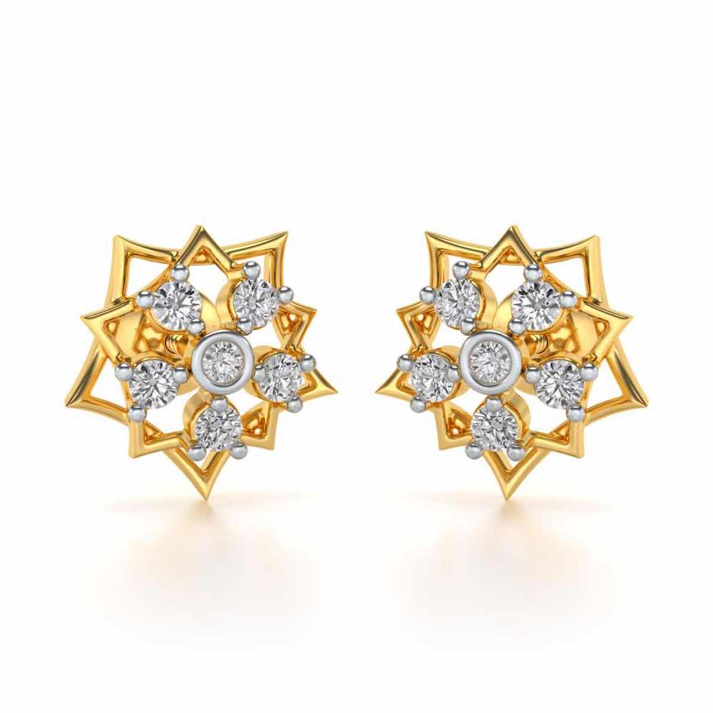 Pointed Star Silver Earrings - Yellow Gold - Image 1