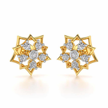 Pointed Star Silver Earrings - Yellow Gold - Image 1