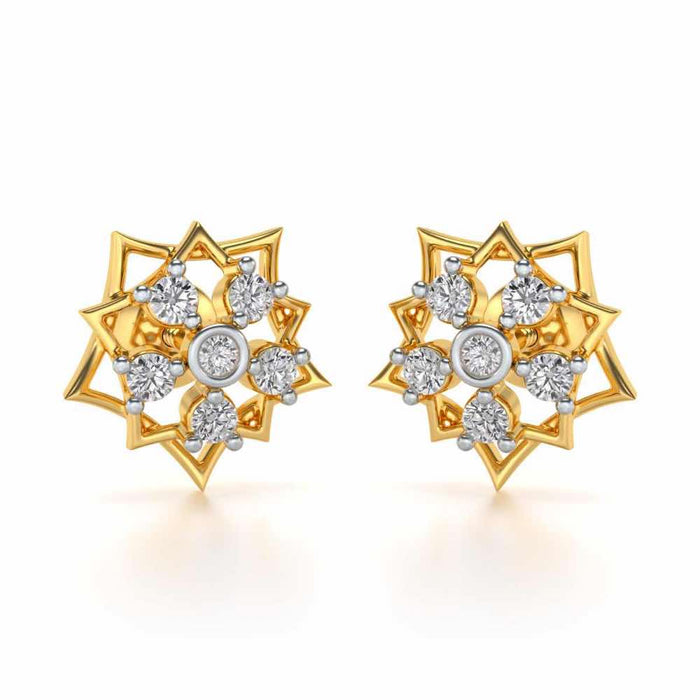 Pointed Star Silver Earrings - Yellow Gold - Image 1