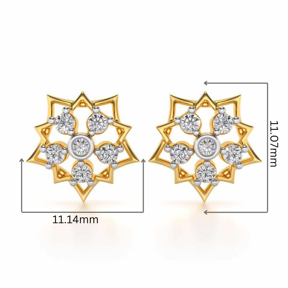 Pointed Star Silver Earrings - Yellow Gold - Image 2