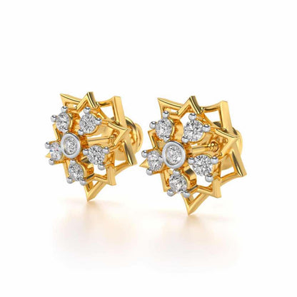 Pointed Star Silver Earrings - Yellow Gold - Image 3