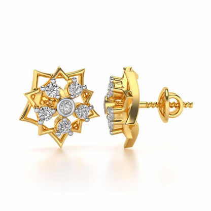 Pointed Star Silver Earrings - Yellow Gold - Image 4