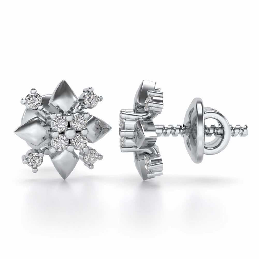 Pointue Silver Studs - White Gold - Image 4