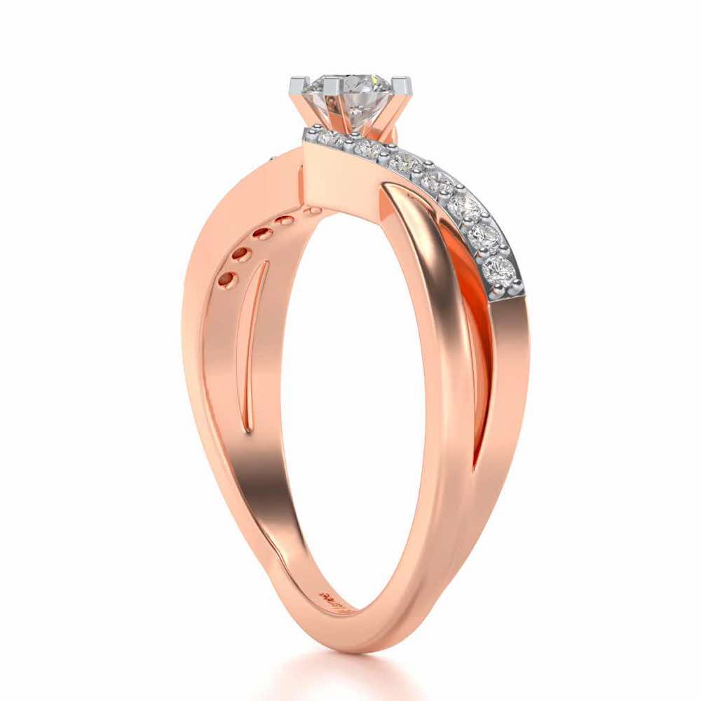 Poise Solitaire Silver Ring - Rose Gold - Image 3
