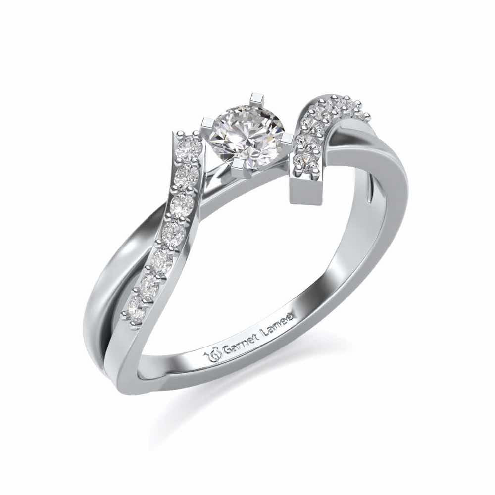 Poise Solitaire Silver Ring - White Gold - Image 1