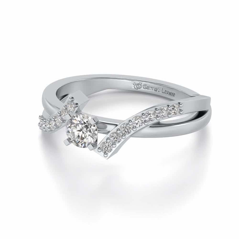Poise Solitaire Silver Ring - White Gold - Image 2