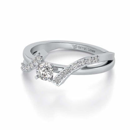 Poise Solitaire Silver Ring - White Gold - Image 2