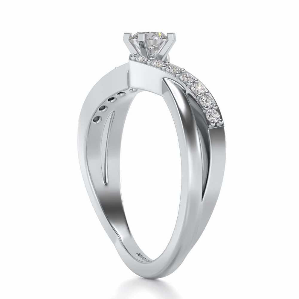Poise Solitaire Silver Ring - White Gold - Image 3