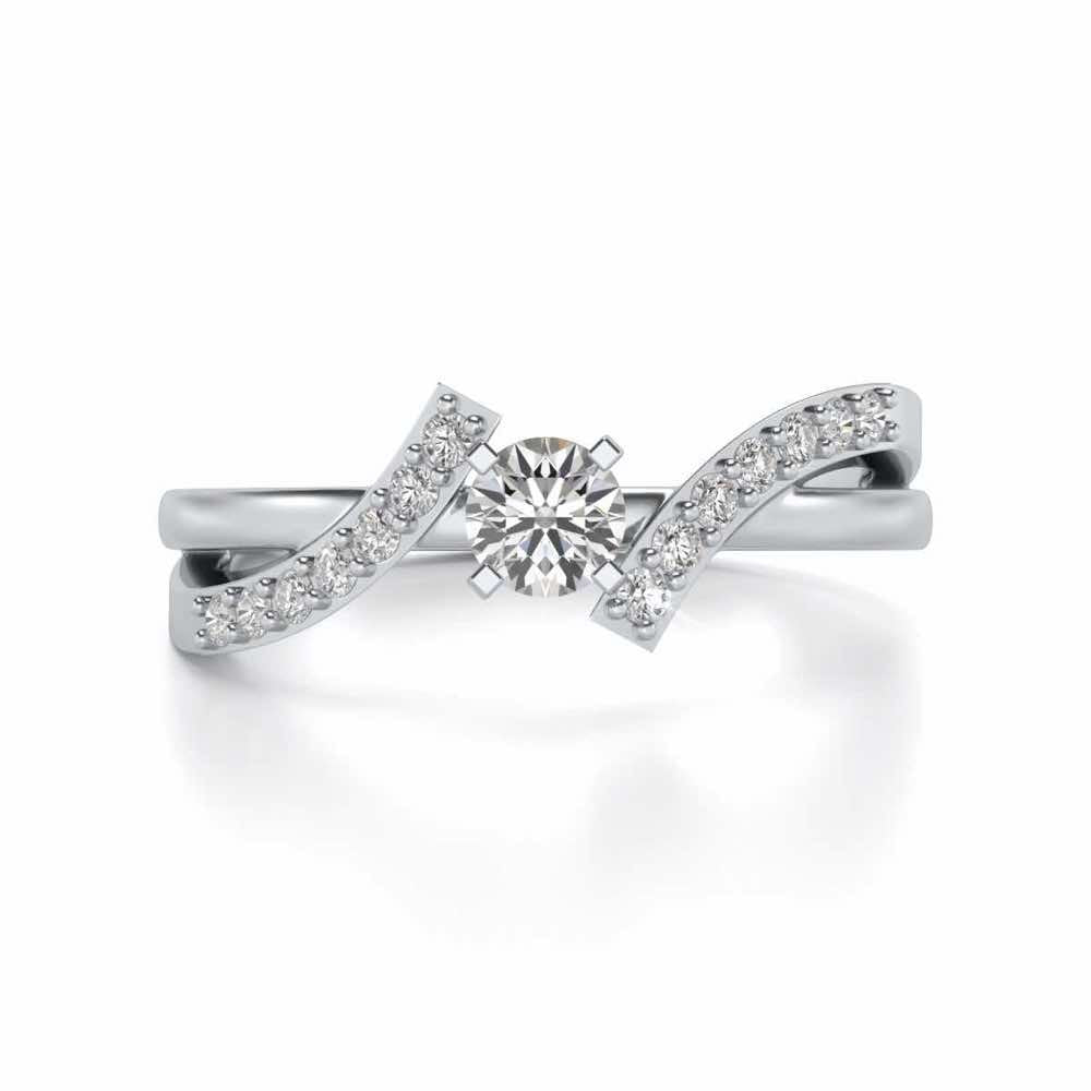 Poise Solitaire Silver Ring - White Gold - Image 4