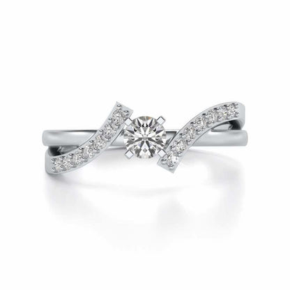 Poise Solitaire Silver Ring - White Gold - Image 4