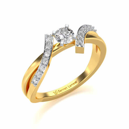 Poise Solitaire Silver Ring - Yellow Gold - Image 1