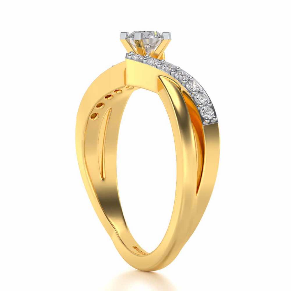Poise Solitaire Silver Ring - Yellow Gold - Image 3