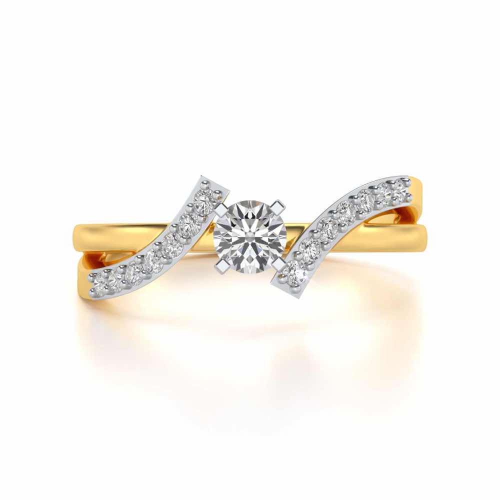 Poise Solitaire Silver Ring - Yellow Gold - Image 4