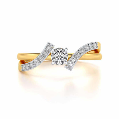 Poise Solitaire Silver Ring - Yellow Gold - Image 4