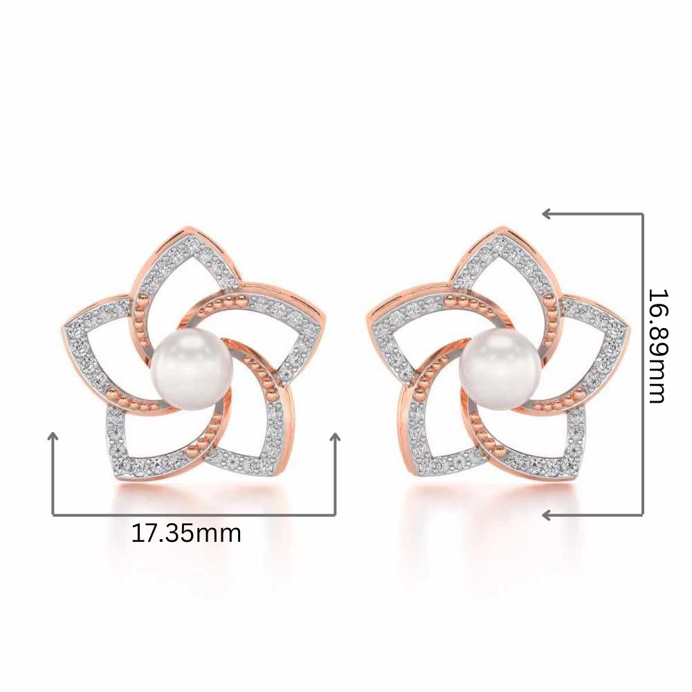 Pole Star Silver Pearl Earrings - Rose Gold - Image 2