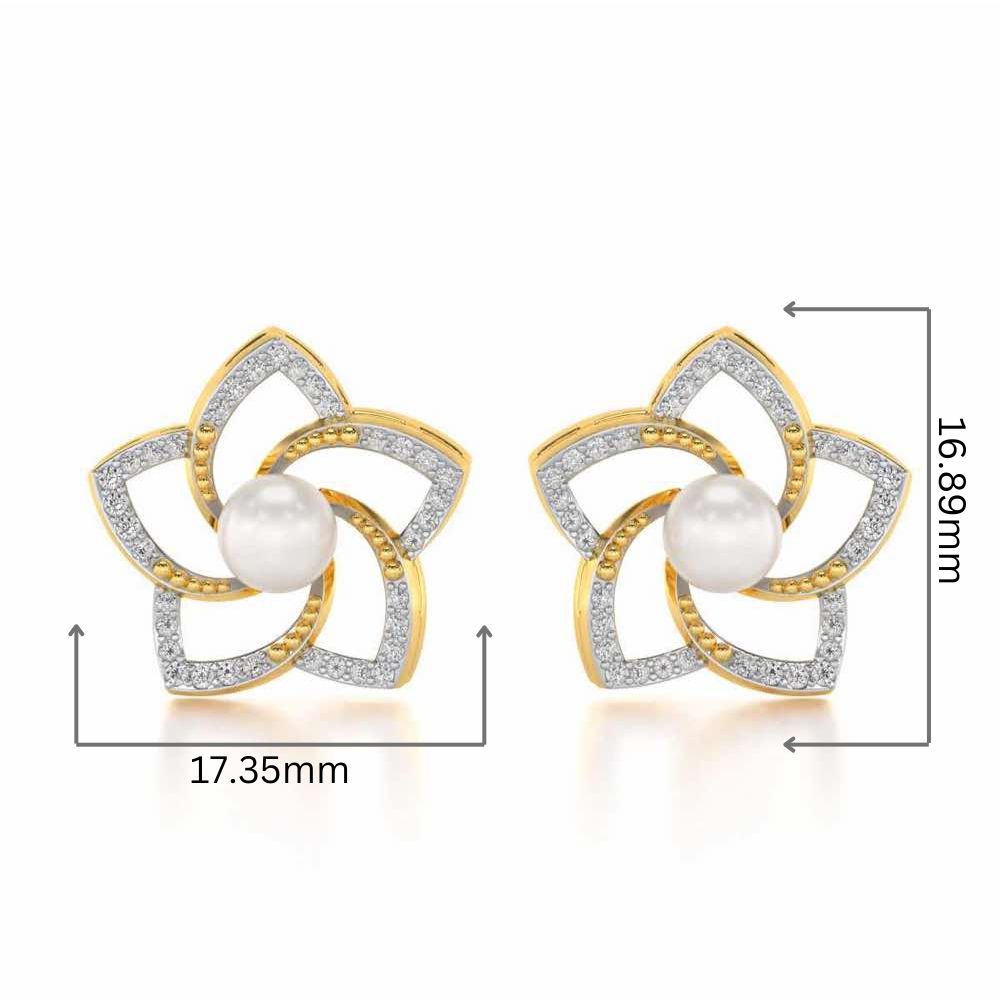 Pole Star Silver Pearl Earrings - Yellow Gold - Image 2
