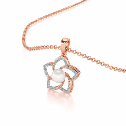 Pole Star Silver Pearl Pendant - Rose Gold - Image 1