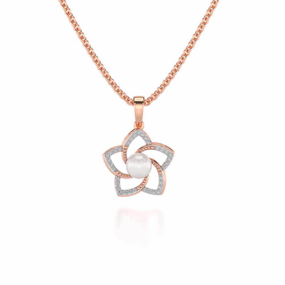 Pole Star Silver Pearl Pendant - Rose Gold - Image 2