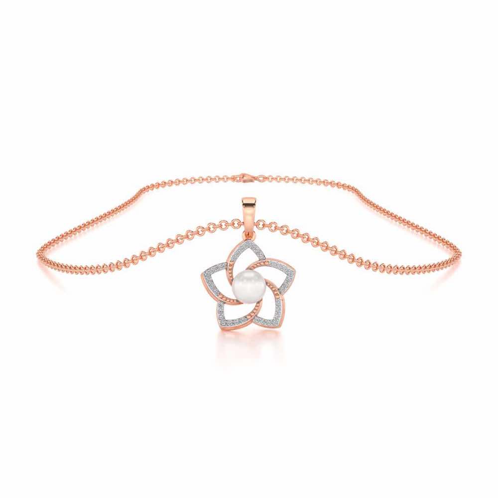 Pole Star Silver Pearl Pendant - Rose Gold - Image 3